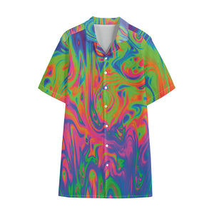 Psychedelic Bubble Print Cotton Hawaiian Shirt