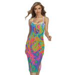 Psychedelic Bubble Print Cross Back Cami Dress