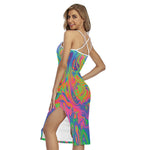 Psychedelic Bubble Print Cross Back Cami Dress
