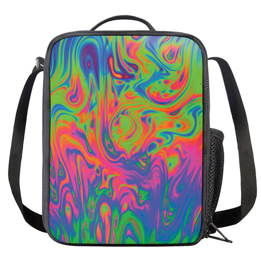 Psychedelic Bubble Print Crossbody Lunch Bag