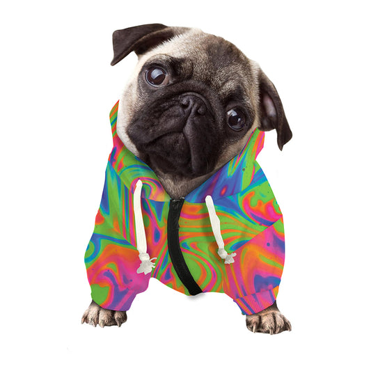 Psychedelic Bubble Print Dog Zip Up Hoodie