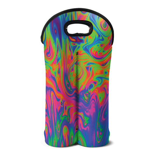 Psychedelic Bubble Print Double Neoprene Wine Tote