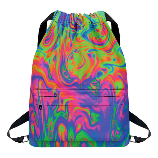 Psychedelic Bubble Print Drawstring Backpack