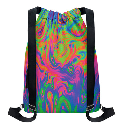Psychedelic Bubble Print Drawstring Backpack