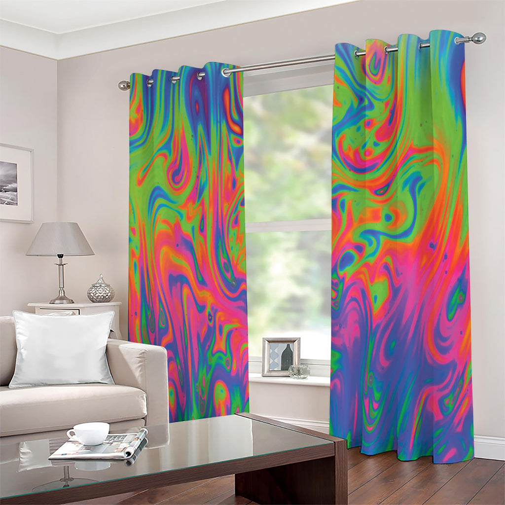 Psychedelic Bubble Print Extra Wide Grommet Curtains