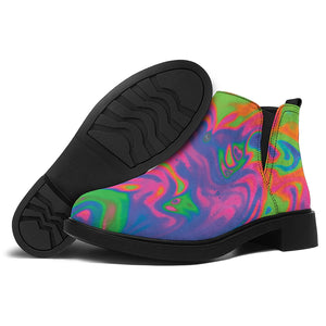 Psychedelic Bubble Print Flat Ankle Boots