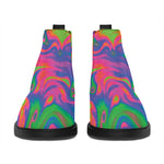 Psychedelic Bubble Print Flat Ankle Boots