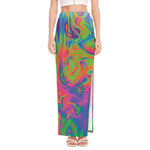 Psychedelic Bubble Print High Slit Maxi Skirt