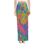 Psychedelic Bubble Print High Slit Maxi Skirt