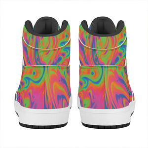 Psychedelic Bubble Print High Top Leather Sneakers