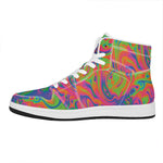 Psychedelic Bubble Print High Top Leather Sneakers