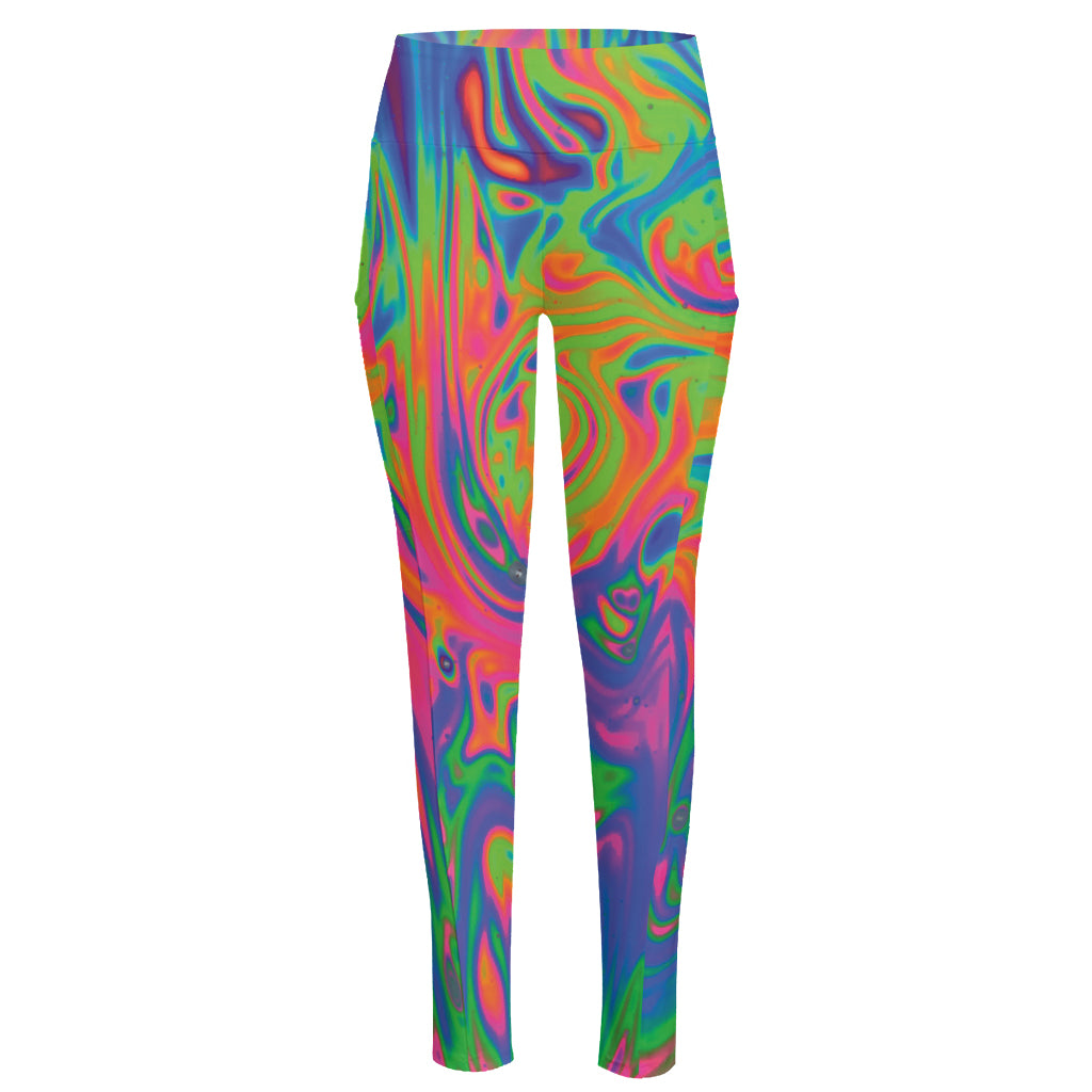 Psychedelic Bubble Print High-Waisted Pocket Leggings