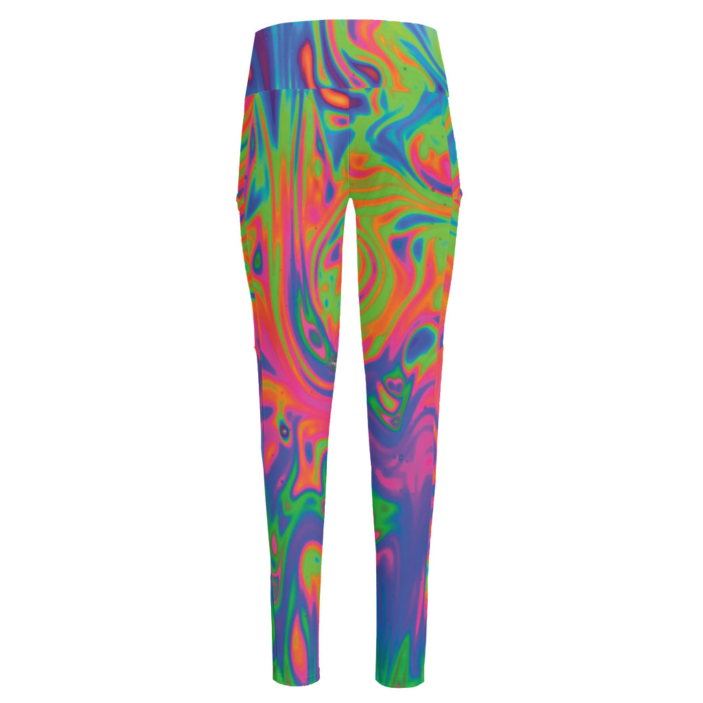 Psychedelic Bubble Print High-Waisted Pocket Leggings