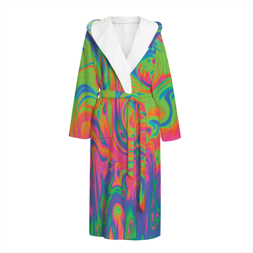 Psychedelic Bubble Print Hooded Bathrobe