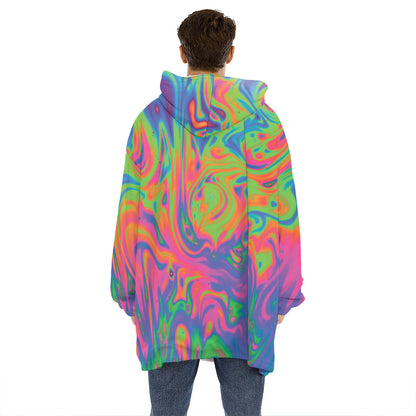 Psychedelic Bubble Print Hoodie Blanket