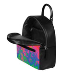 Psychedelic Bubble Print Leather Backpack