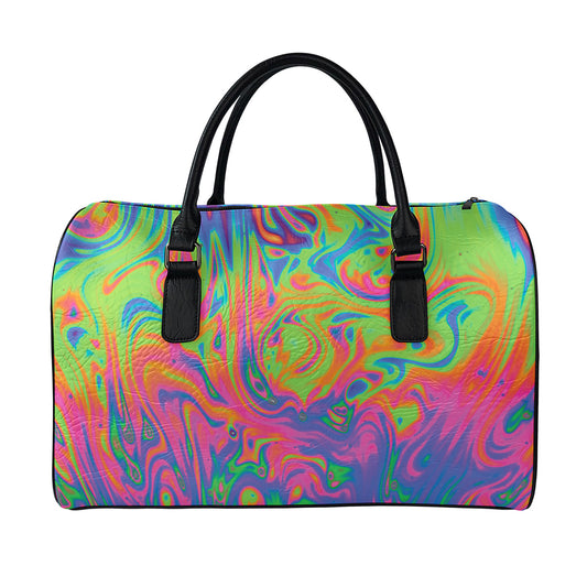 Psychedelic Bubble Print Leather Duffle Bag