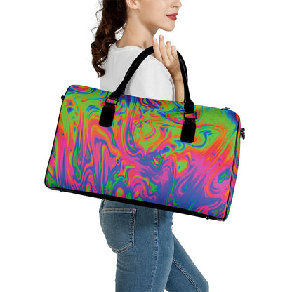 Psychedelic Bubble Print Leather Duffle Bag