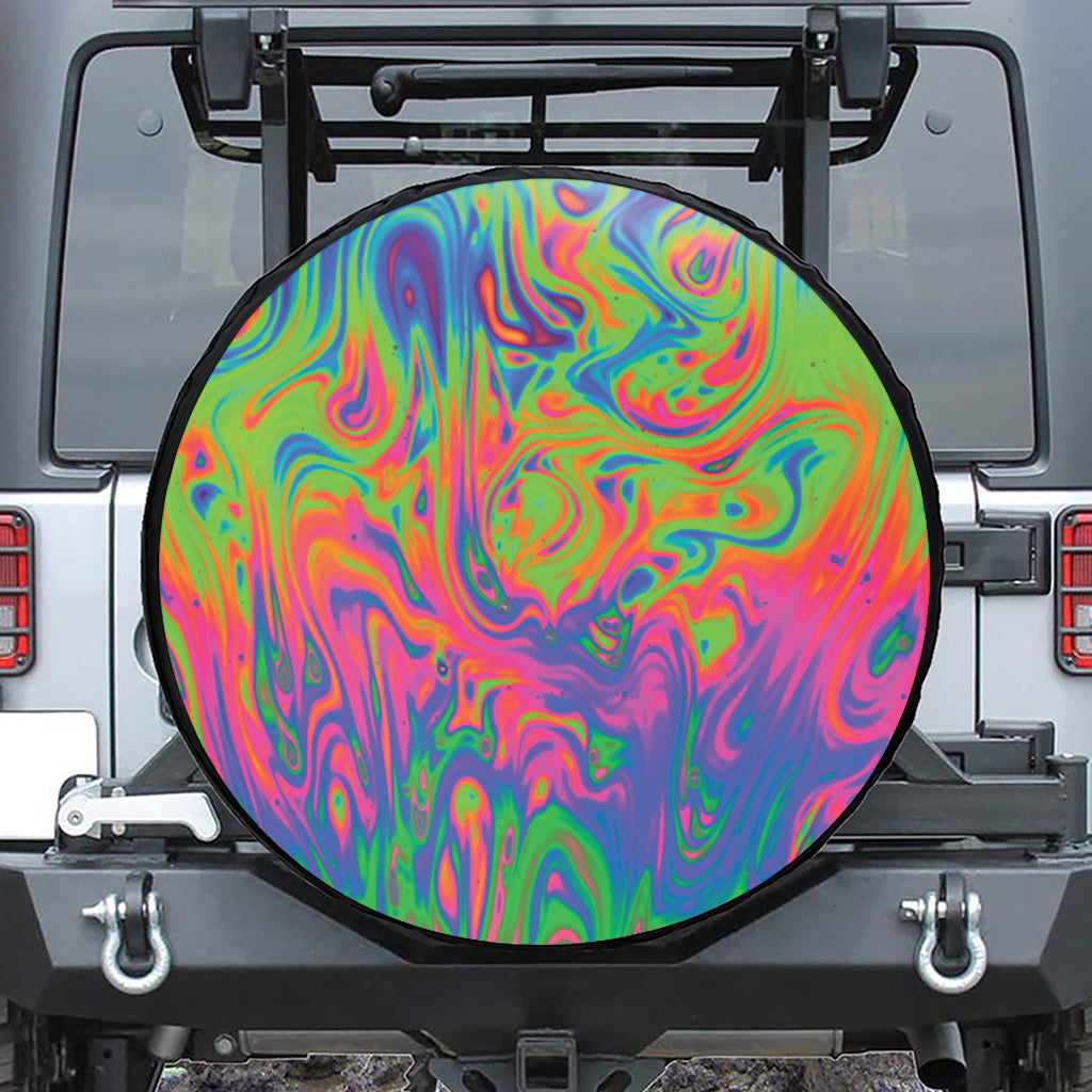 Psychedelic Bubble Print Leather Spare Tire Cover