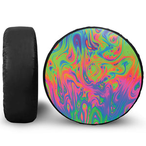 Psychedelic Bubble Print Leather Spare Tire Cover