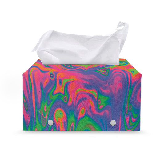 Psychedelic Bubble Print Leather Tissue Box Cover