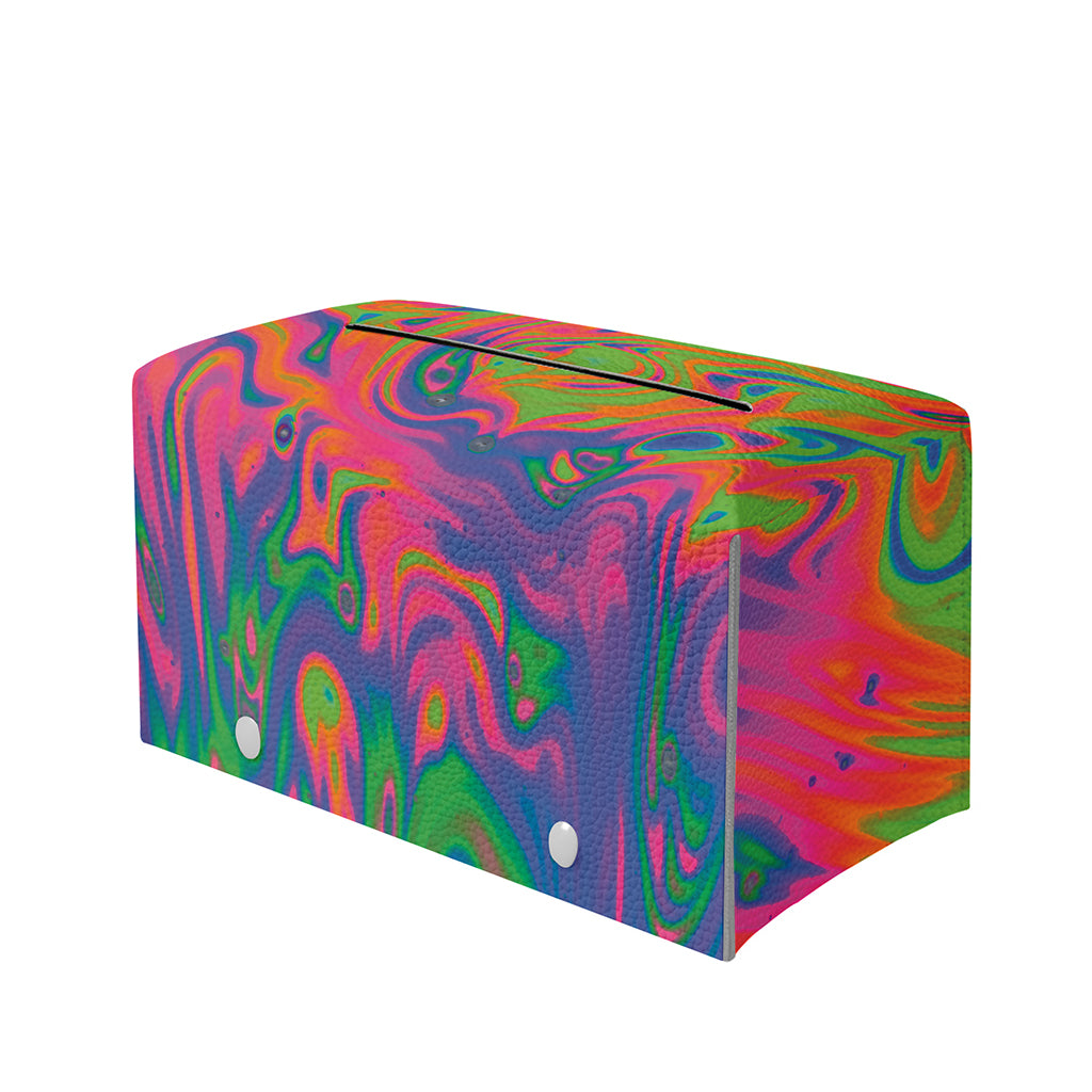Psychedelic Bubble Print Leather Tissue Box Cover