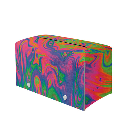 Psychedelic Bubble Print Leather Tissue Box Cover