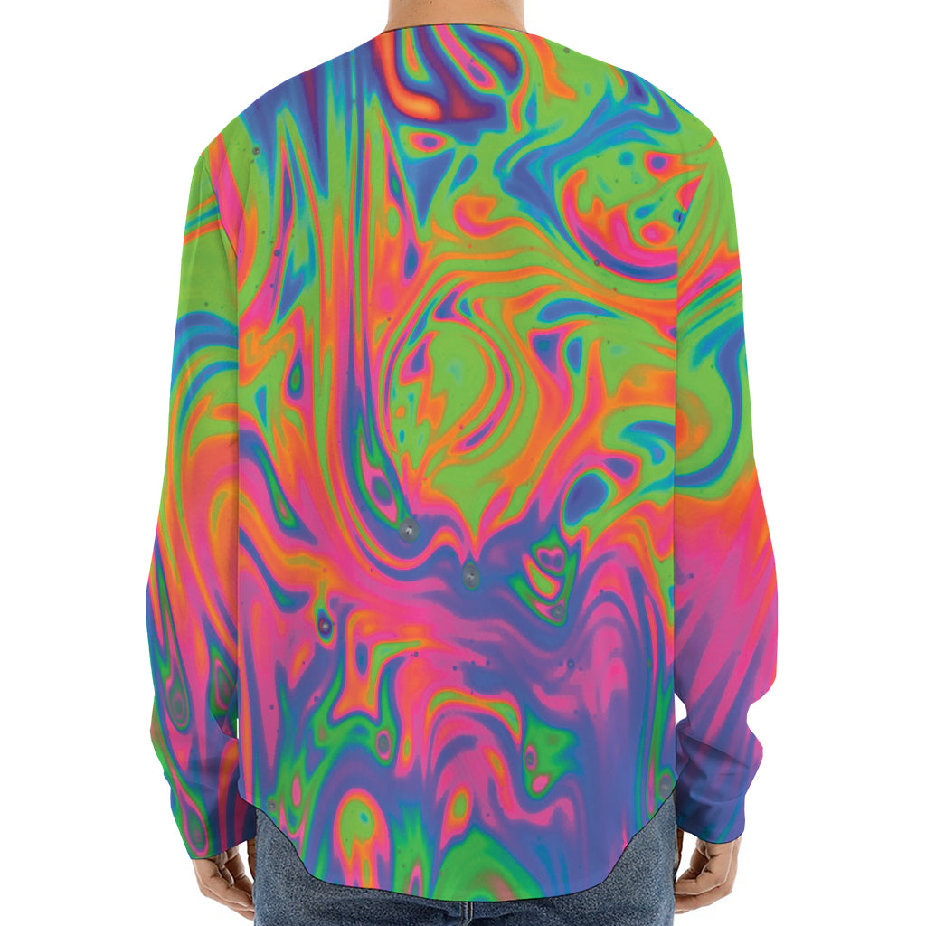 Psychedelic Bubble Print Long Sleeve Baseball Jersey