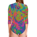 Psychedelic Bubble Print Long Sleeve Swimsuit