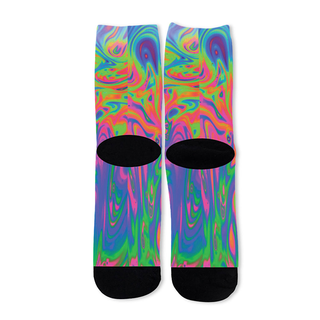 Psychedelic Bubble Print Long Socks