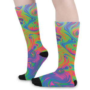 Psychedelic Bubble Print Long Socks