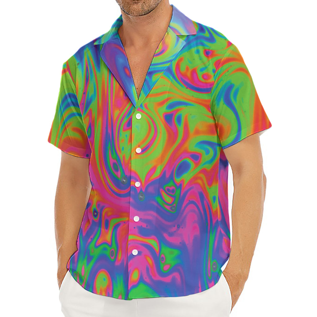 Psychedelic Bubble Print Men's Deep V-Neck Shirt