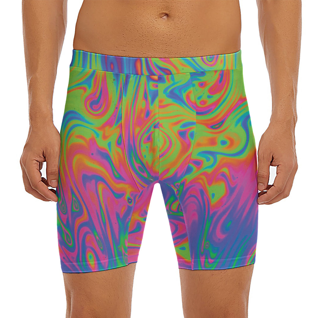 Psychedelic Bubble Print Men's Long Boxer Briefs