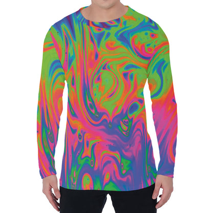 Psychedelic Bubble Print Men's Long Sleeve T-Shirt