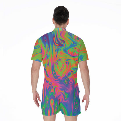 Psychedelic Bubble Print Men's Rompers