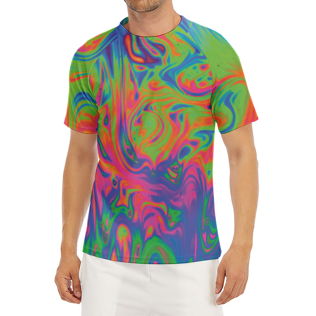 Psychedelic Bubble Print Men's Short Sleeve Rash Guard