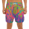 Psychedelic Bubble Print Men's Split Running Shorts