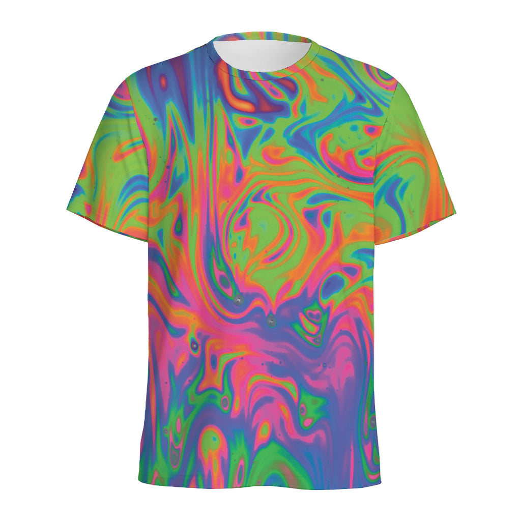 Psychedelic Bubble Print Men's Sports T-Shirt