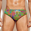 Psychedelic Bubble Print Men's Swim Briefs