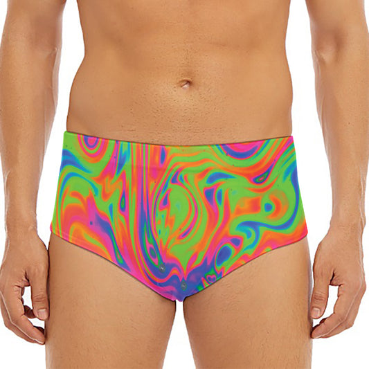 Psychedelic Bubble Print Men's Triangle Swim Briefs
