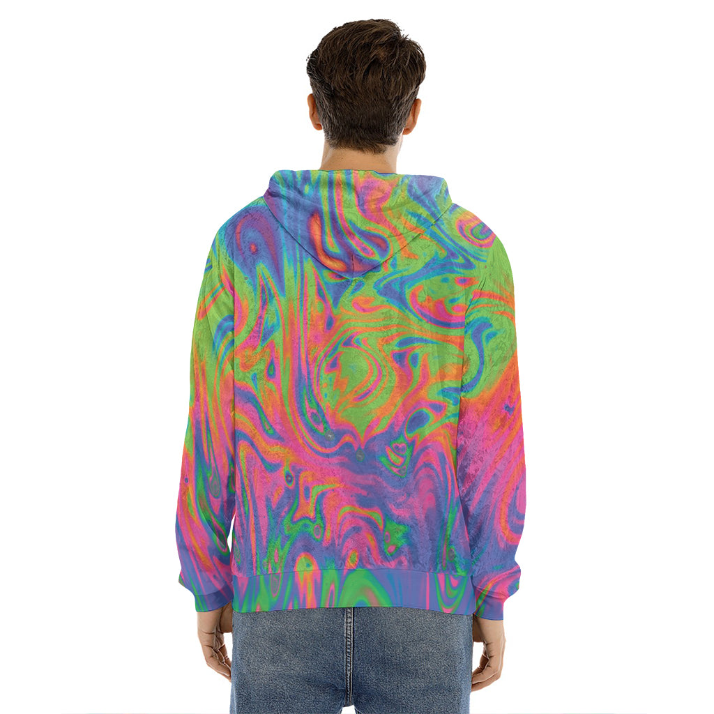 Psychedelic Bubble Print Men's Velvet Pullover Hoodie