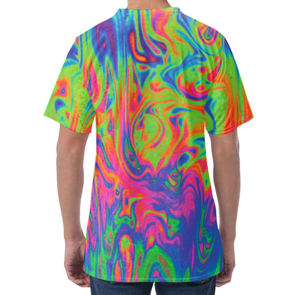 Psychedelic Bubble Print Men's Velvet T-Shirt