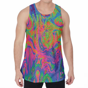 Psychedelic Bubble Print Men's Velvet Tank Top