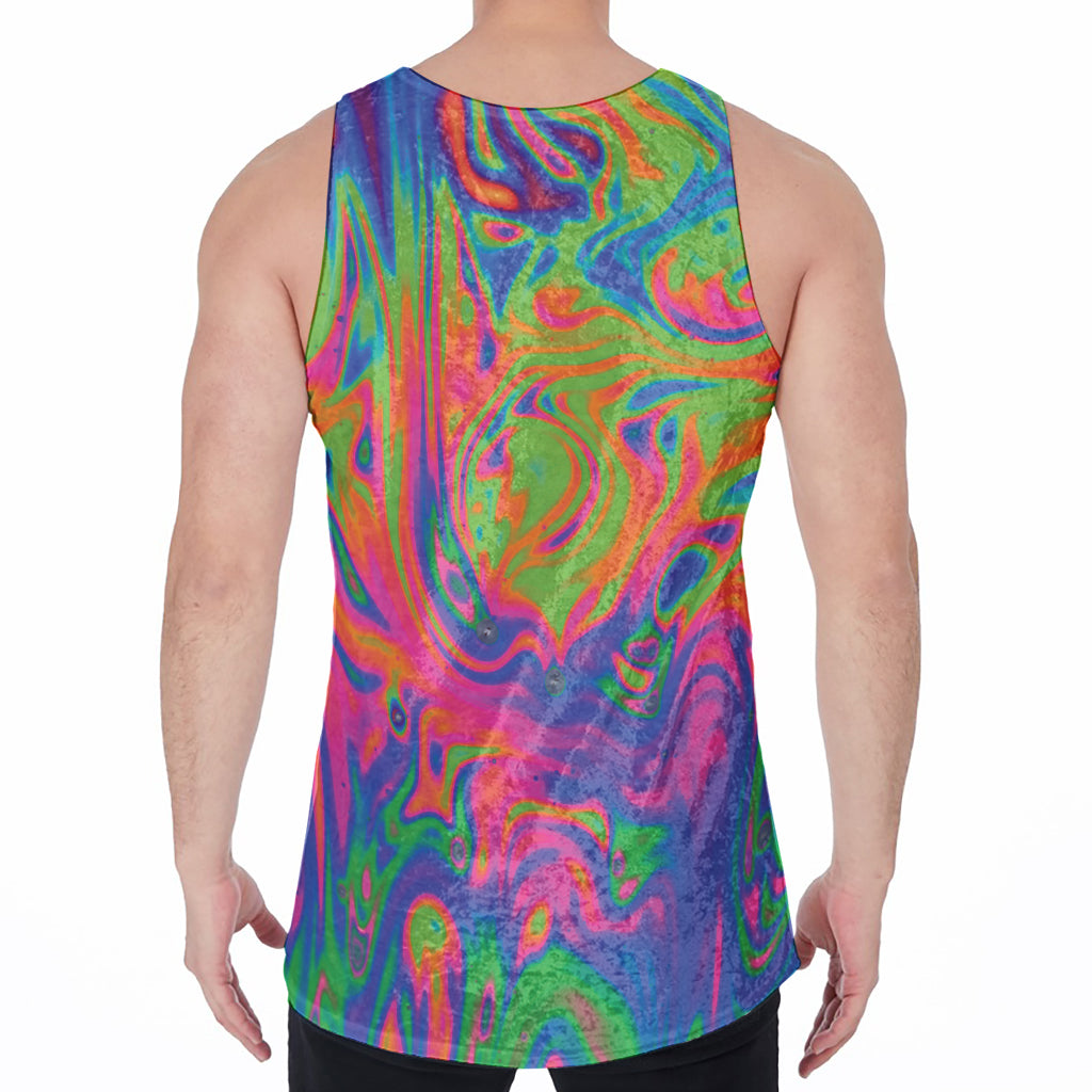 Psychedelic Bubble Print Men's Velvet Tank Top