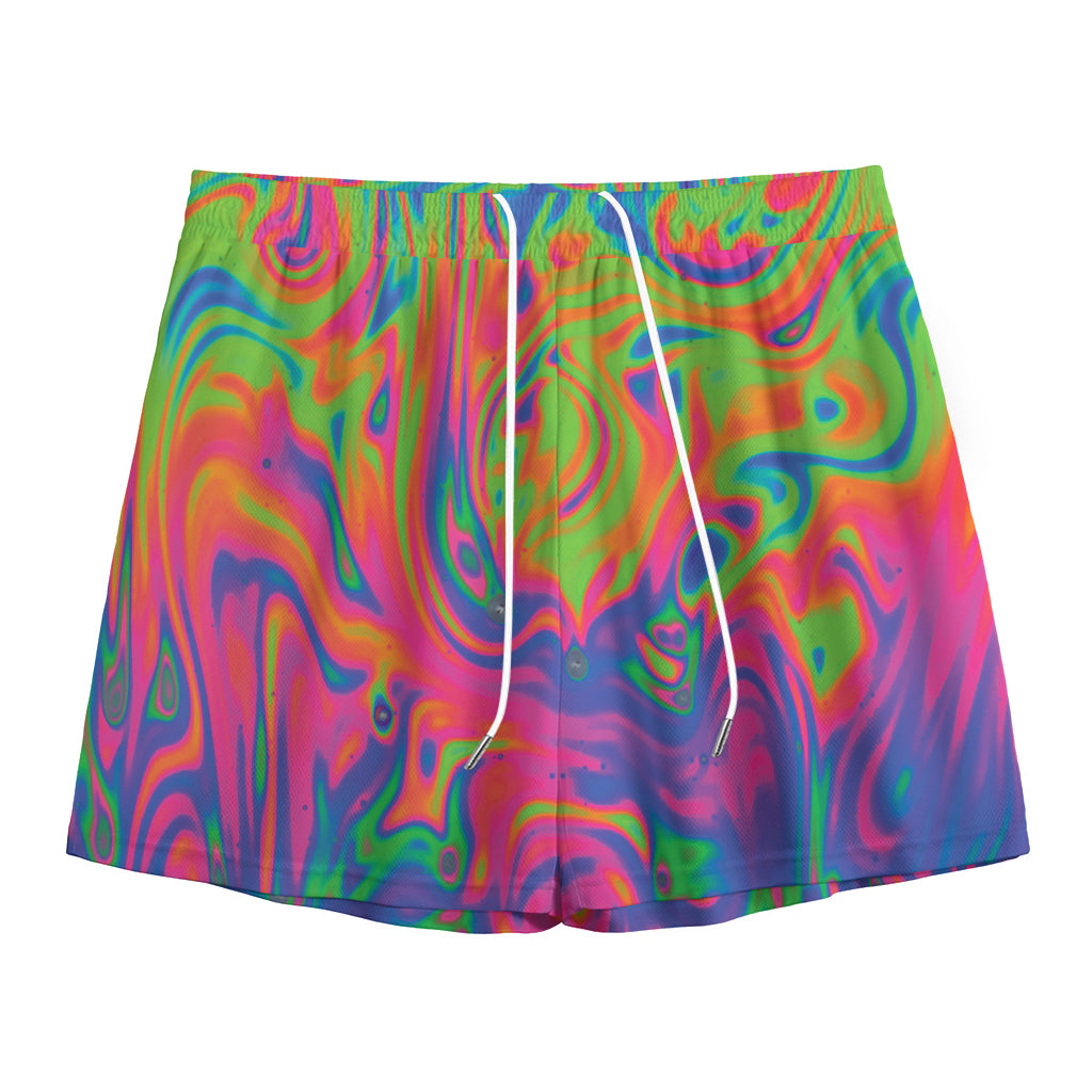 Psychedelic Bubble Print Mesh Shorts