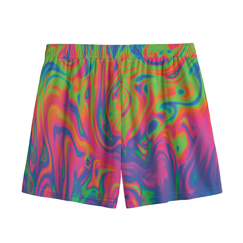 Psychedelic Bubble Print Mesh Shorts