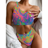 Psychedelic Bubble Print One Shoulder Bikini Top