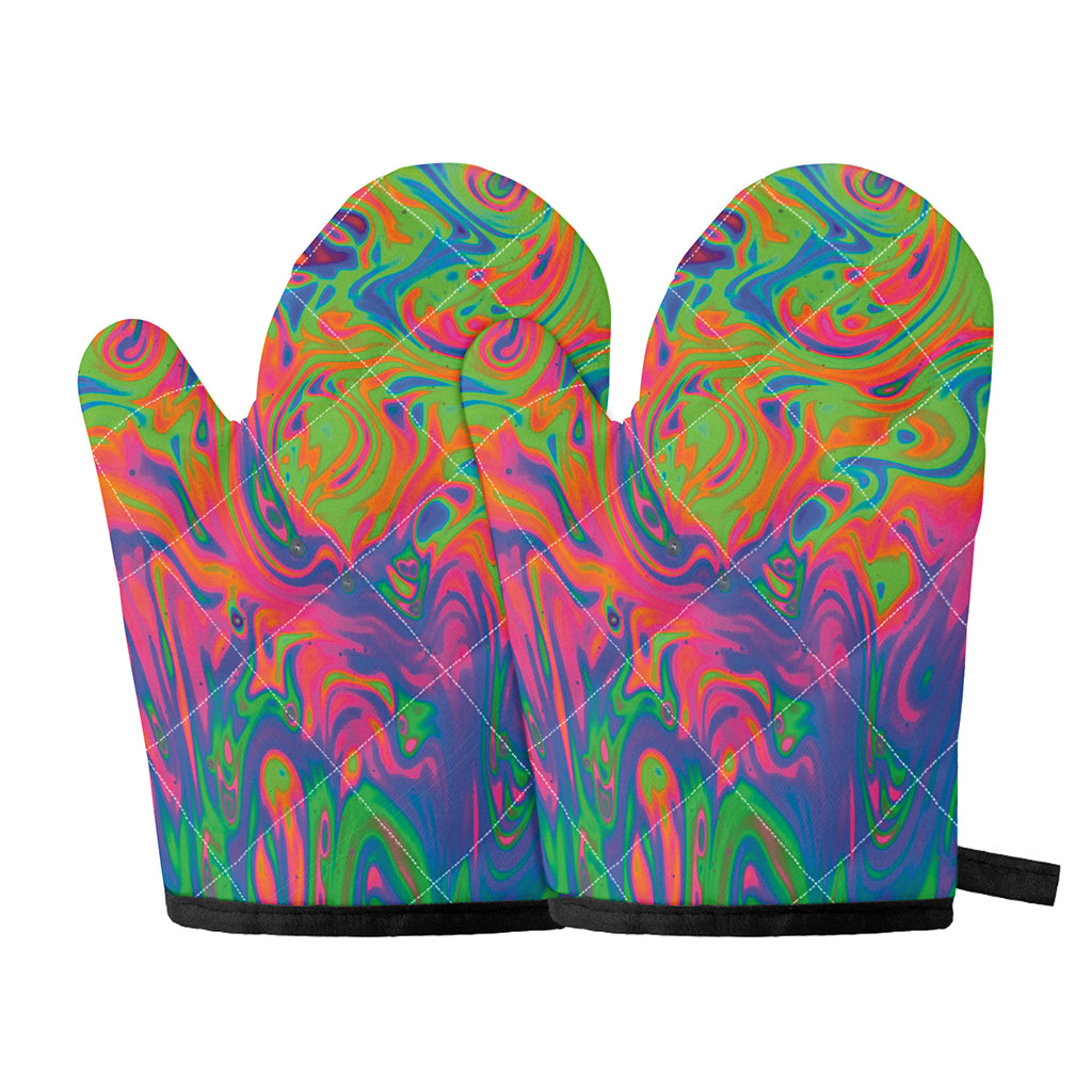 Psychedelic Bubble Print Oven Mitts