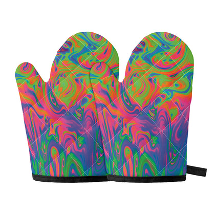 Psychedelic Bubble Print Oven Mitts
