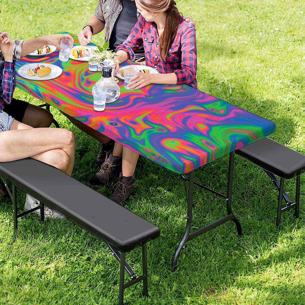 Psychedelic Bubble Print Picnic Table Cover